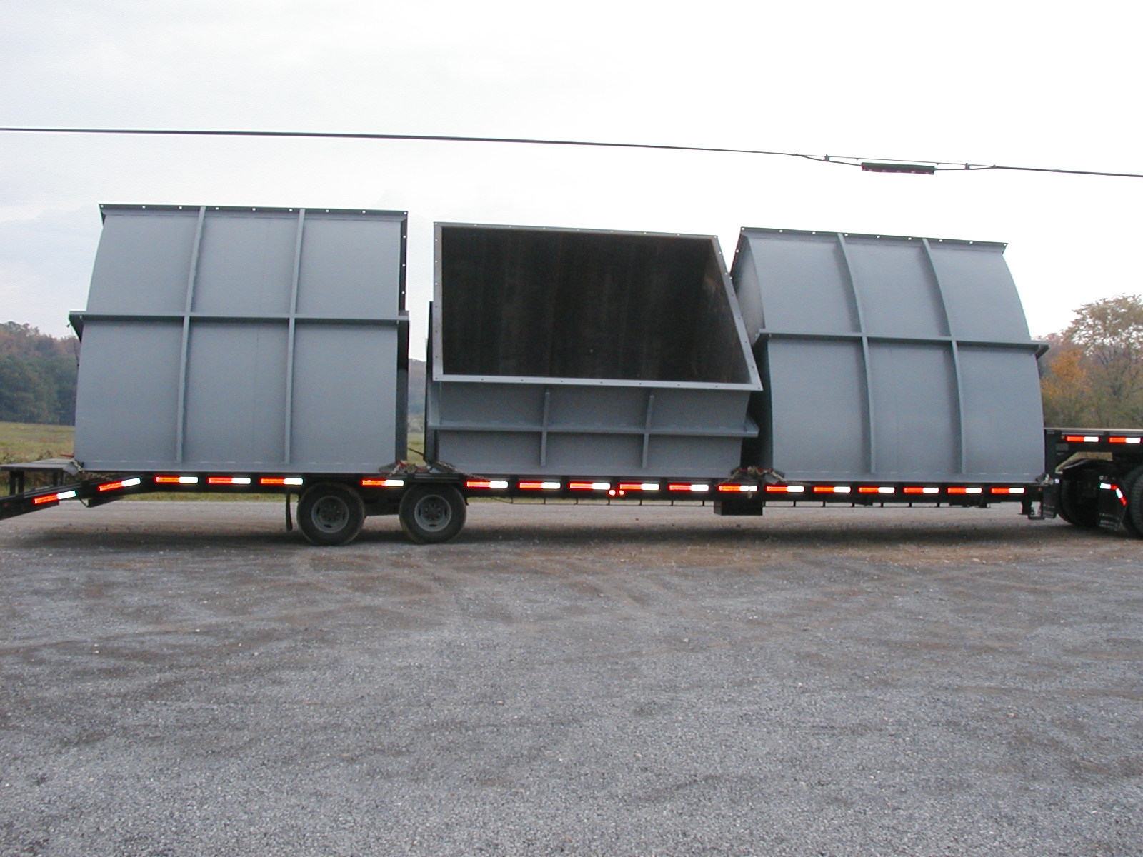 heavy industrial ductwork on flatbed trailer